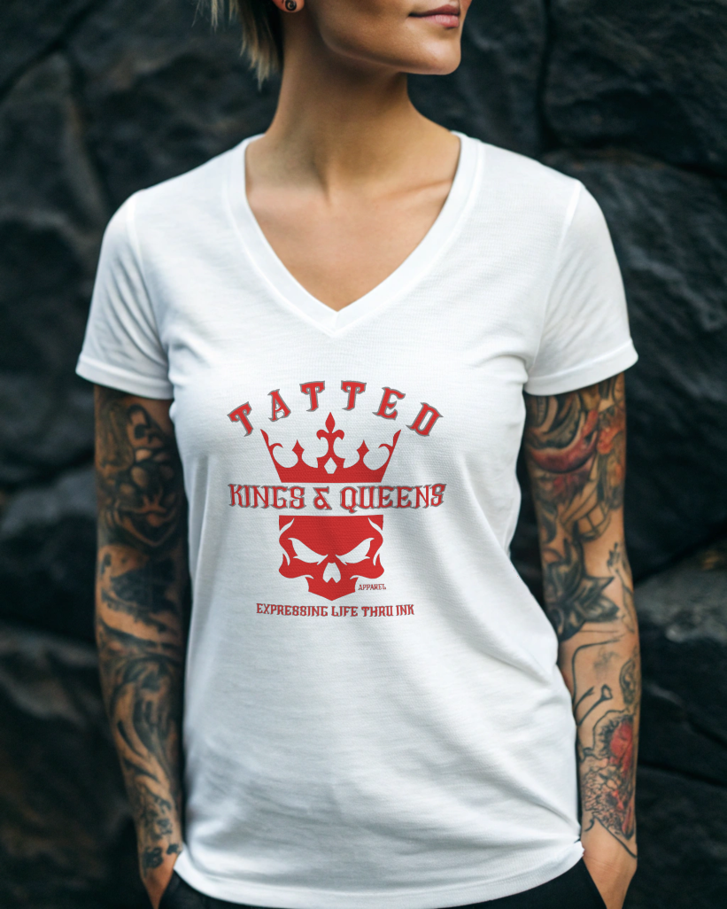 Tatted Kings & Queens Red Women's V Neck